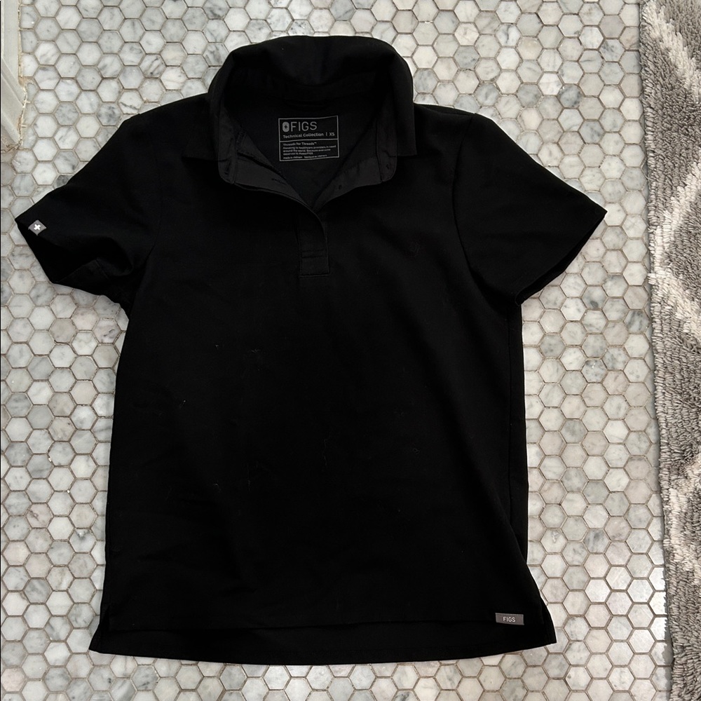 Figs women’s Black Polo top XS